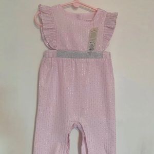 Pink and silver baby jumpsuit